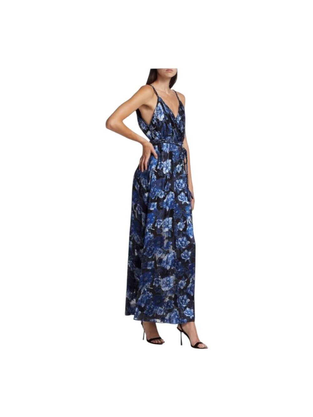 Alice + Olivia Blue Samantha Wrap Maxi Dress Size 6 - Picture 3 of 13